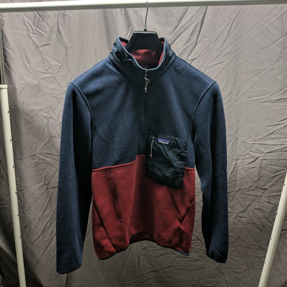 Patagonia Microdini 1/2-Zip Regular Fit Fleece Pullover Red Blue Size S